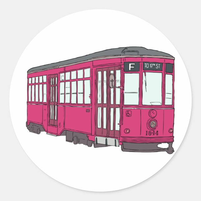 Sticker Rond Trolleybus Tramway Tramway Trolleycar (Devant)