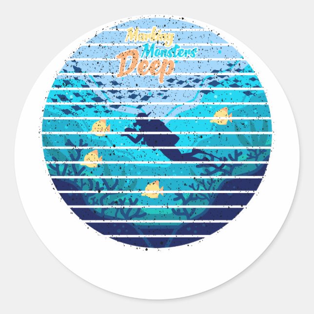 Sticker Rond Trolling For Lake Trout Marking Monsters (Devant)