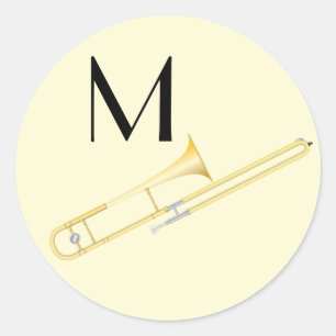 Sticker Rond Trombone Musician Band Enseignant