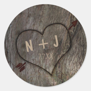 Sticker Rond Tronc d'arbre + Coeur découpé épousant les