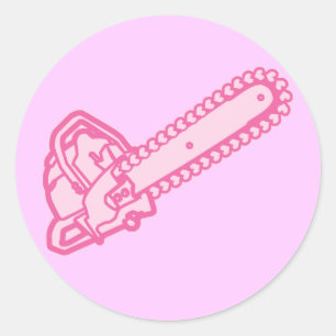 Sticker Rond tronçonneuse rose d'amour