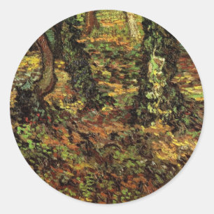 Sticker Rond Troncs d'arbres avec lierre par Vincent van Gogh
