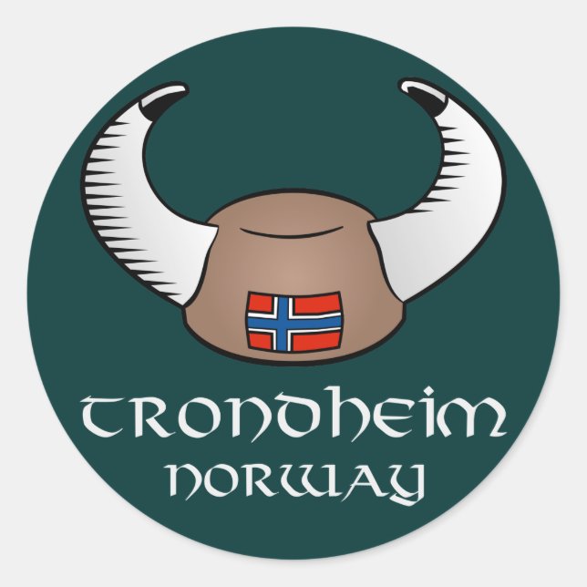 Sticker Rond Trondheim Norvège Casquette viking (Devant)