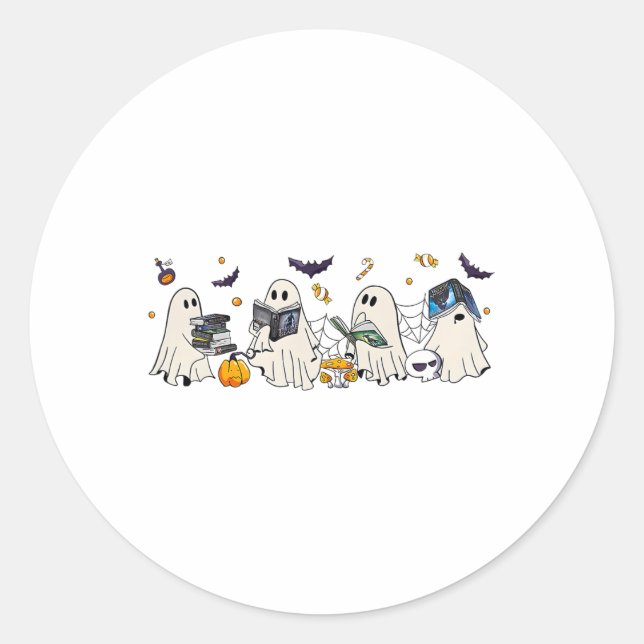 Sticker Rond Trône De Fantôme De Bookish De Gl Halloween (Devant)