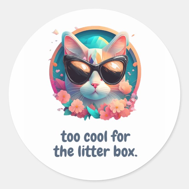 Sticker Rond Trop Cool pour la conception de la boîte à litière (Devant)