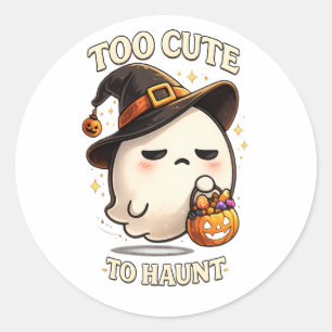 Sticker Rond Trop Mignon Pour Hanter Sorcière Fantôme Art Hallo