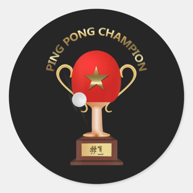 Sticker Rond Trophée Champion de tennis de table Ping Pong (Devant)
