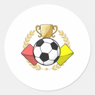 Sticker Rond Trophée de football rouge et jaune