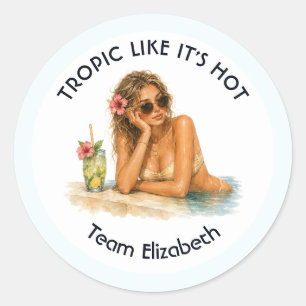 Sticker Rond Tropic comme c'est chaud Fête de célibataire au bo