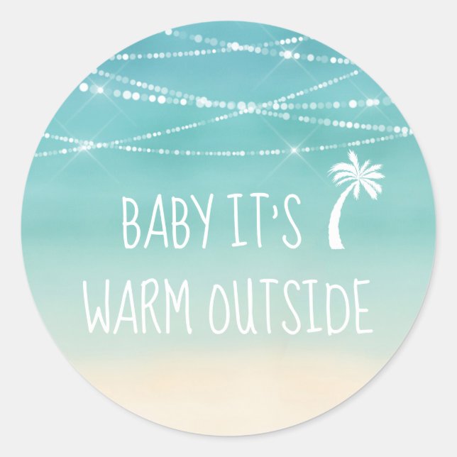 Sticker Rond Tropical Beach Baby C'est chaud dehors Palm Tree (Devant)