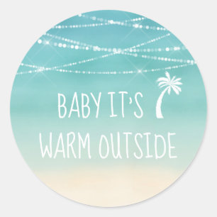 Sticker Rond Tropical Beach Baby C'est chaud dehors Palm Tree