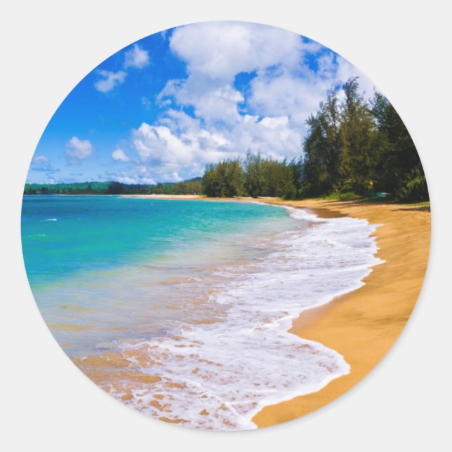 Sticker Rond Tropical beach paradise (Devant)
