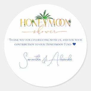Sticker Rond Tropical Beach Sunset Honeymoon Fund Couple Douche