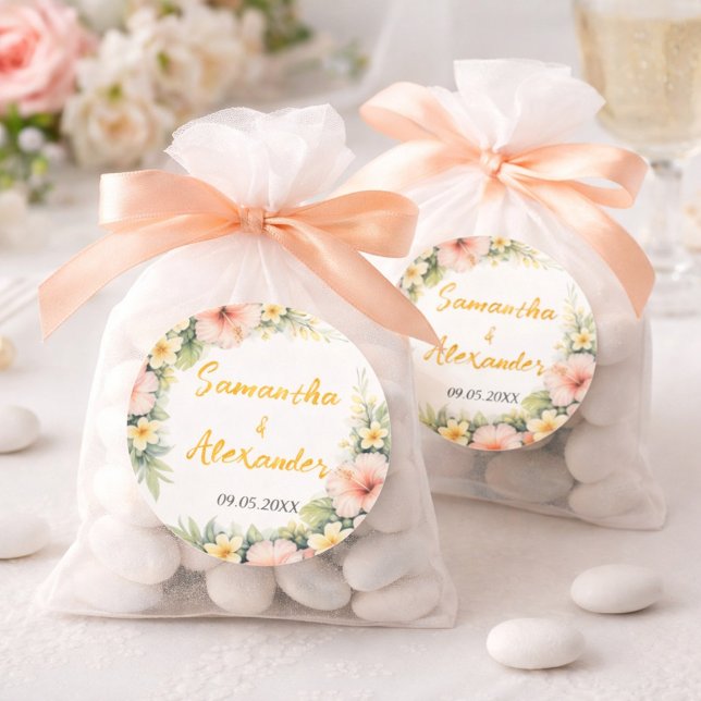 Sticker Rond Tropical floral soft romance (Créateur téléchargé)