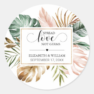 Sticker Rond Tropical Leaf Spread Amour Pas Germes Sanitizer À 
