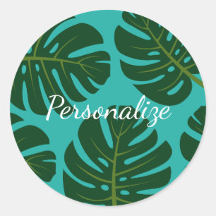 Sticker Rond Tropical rainforest palm feuille floral faveur aut
