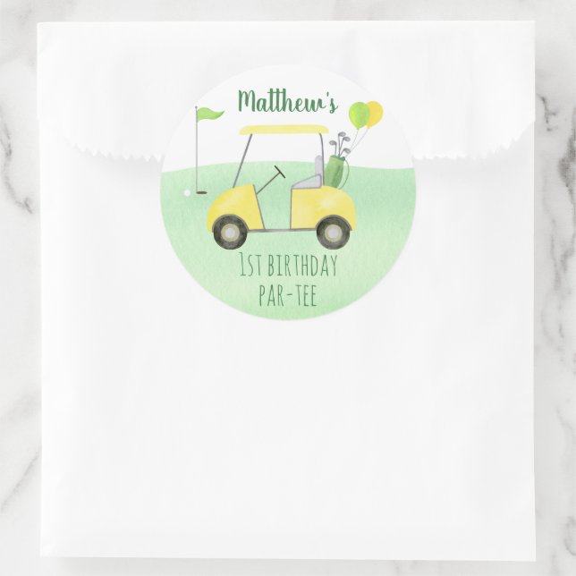 Sticker Rond Trou En Un Golf Premier Anniversaire (Sac)