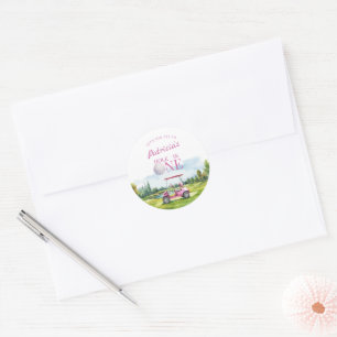 Sticker Rond Trou en Un Golf Rose 1er Anniversaire