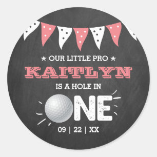 Sticker Rond Trou en une fille Golf 1er anniversaire Par tee