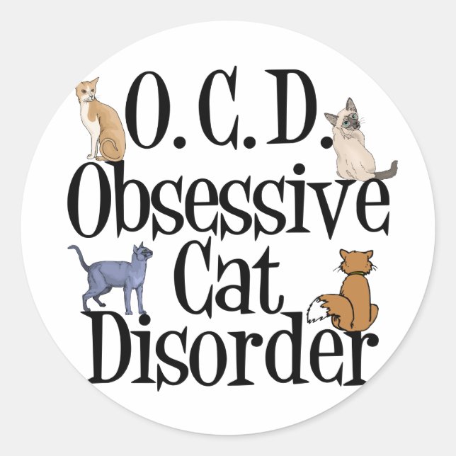 Sticker Rond Trouble de chat obsessionnel (Devant)