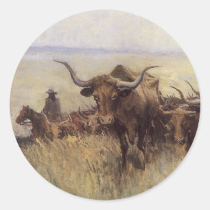 Sticker Rond Troupeau de sentiers au Wyoming par WHD Koerner