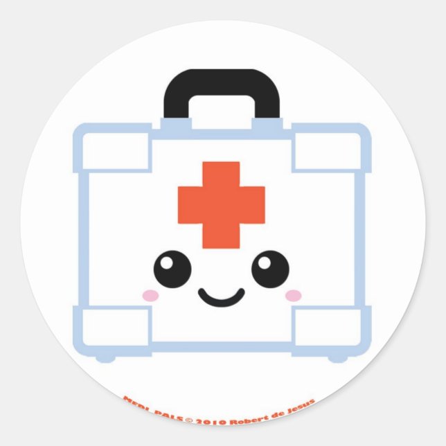 Sticker Rond Trousse de premiers soins de Medi Pals (Devant)