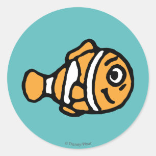 Sticker Rond Trouver Dory   Caricature Marlin
