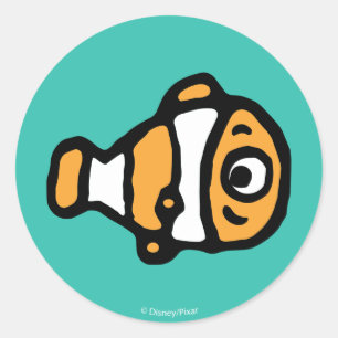 Sticker Rond Trouver Dory  Caricature Nemo