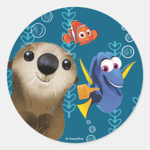 Sticker Rond Trouver Dory  Nemo, Dory et Otter