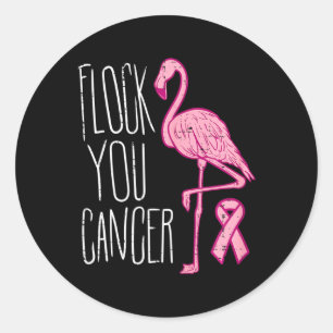 Sticker Rond Trouvez votre cancer du sein Flamant rose rose Rub