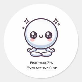 Sticker Rond Trouvez votre zen, adoptez le mignon