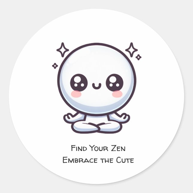 Sticker Rond Trouvez votre zen, adoptez le mignon (Devant)