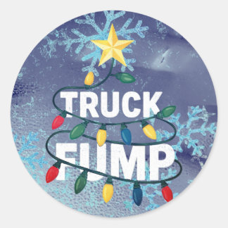 Sticker Rond Truck Fump Minimal Art Xmas Lights And Star