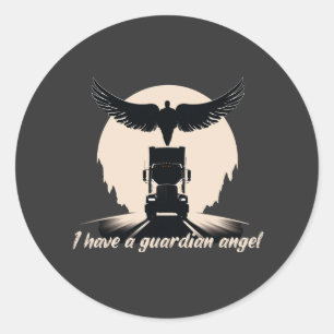 Sticker Rond Truck Guardian Protection Angel Faith Road Journey