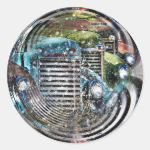 Sticker Rond Truck Snowglobe