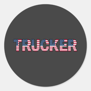 Sticker Rond Trucker Lettres Drapeau américain Patriotic Road P