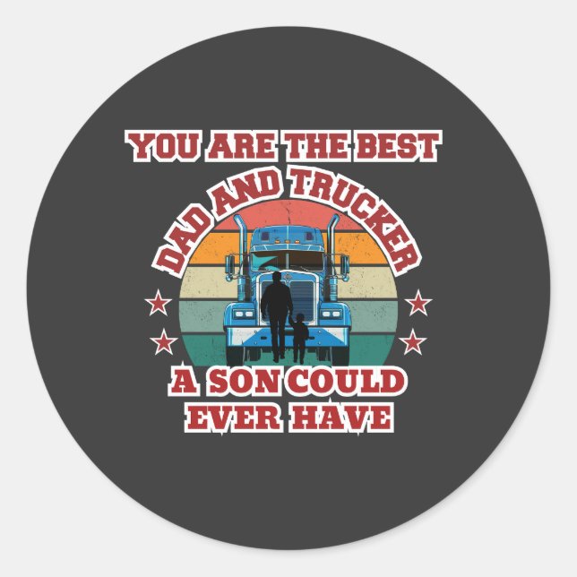 Sticker Rond Trucker Père Son Bond Road Famille Amour Design (Devant)
