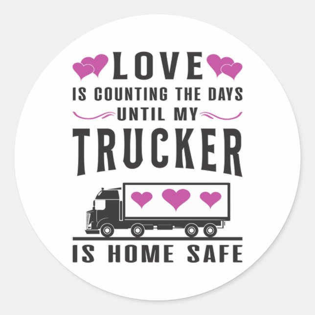 Sticker Rond Truckers Femme Trucker Femme Love Truck Idée cadea (Devant)