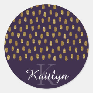 Sticker Rond Trucs de brosse de Parties scintillant d'or sur vi