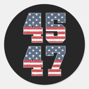 Sticker Rond Trump 2024 45 47 Vintage American Flag Retro 4547