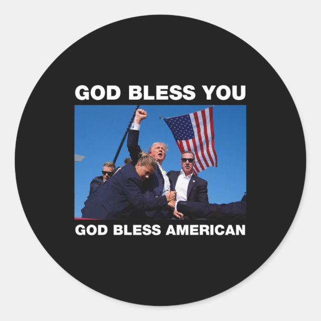 Sticker Rond Trump 2024 Dieu vous bénisse - Dieu bénisse l'Amér (Devant)