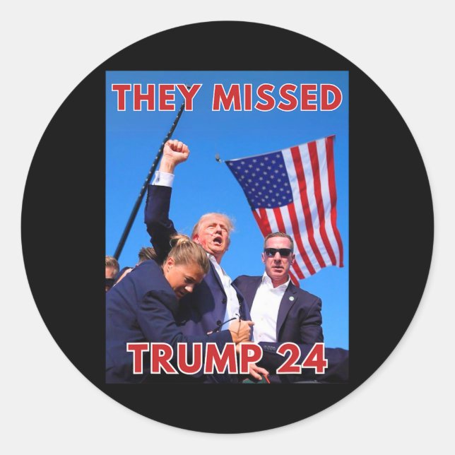 Sticker Rond Trump 2024 disparu - Maga politique patriotique (Devant)