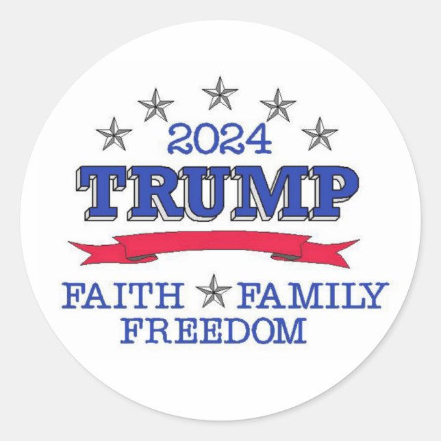 Sticker Rond Trump 2024 Foi Liberté familiale (Devant)