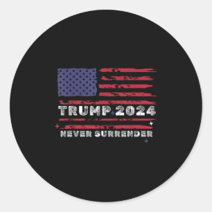 Sticker Rond Trump, 2024 Ne jamais abandonner la légende du pré