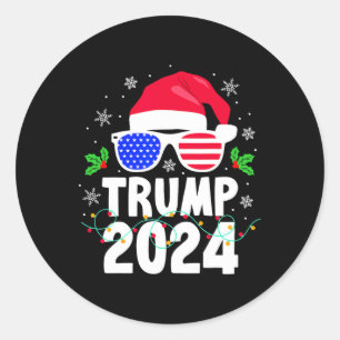 Sticker Rond Trump 2024 Père Noël Usa Rendre sa grandeur à Noël