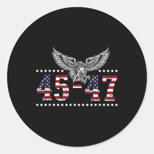 Sticker Rond Trump 2024 Président 45 Et 47 États-Unis Drapeau T