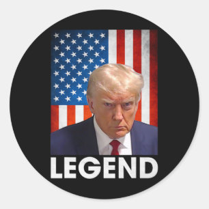Sticker Rond Trump 2024 Président Légende Drapeau américain
