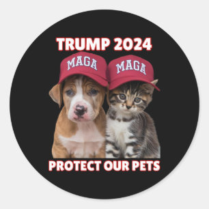 Sticker Rond Trump 2024 Protéger nos animaux domestiques Drôle