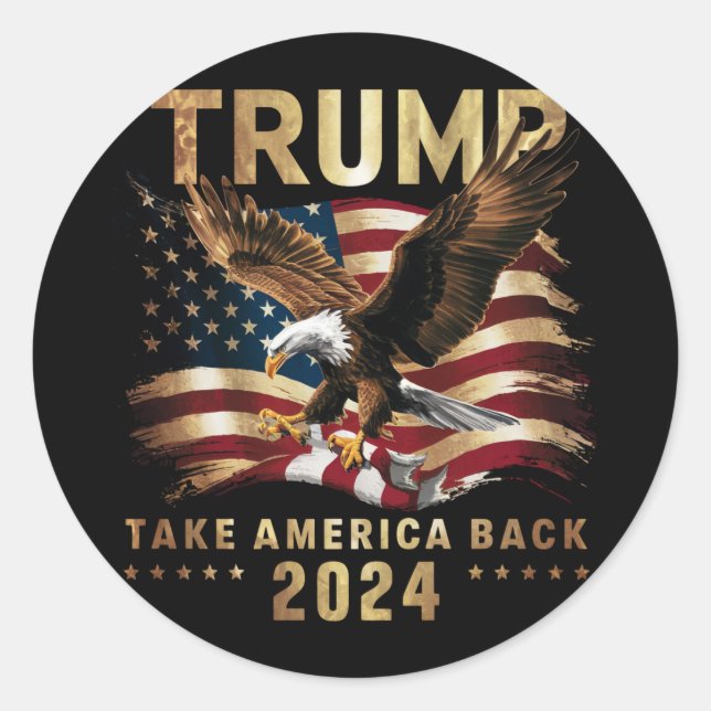 Sticker Rond Trump 2024 Reprendre l'Amérique Drapeau américain  (Devant)