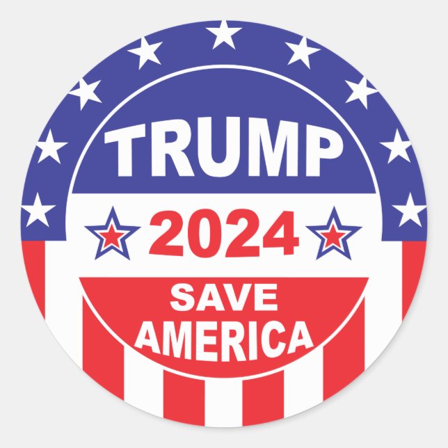 STICKER ROND TRUMP 2024 SAVE AMERICA (Devant)